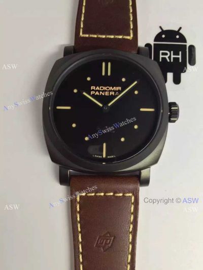 Swiss Grade Knockoff Luminor Panerai Watch Brown Leather Strap